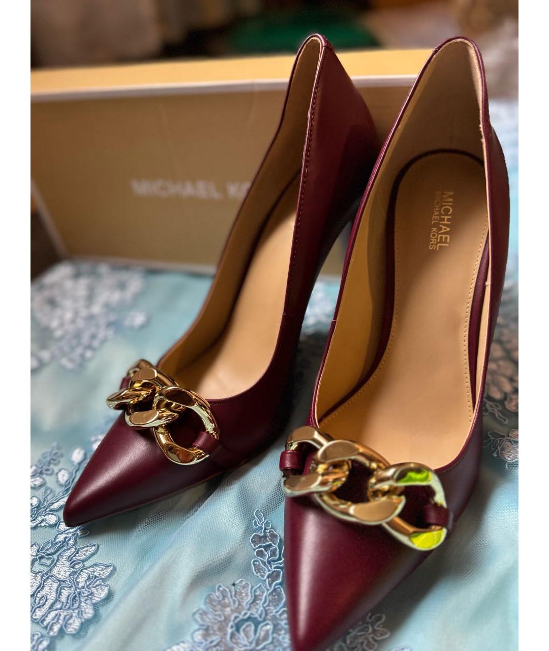 MICHAEL KORS Бордовые кожаные туфли, фото 3