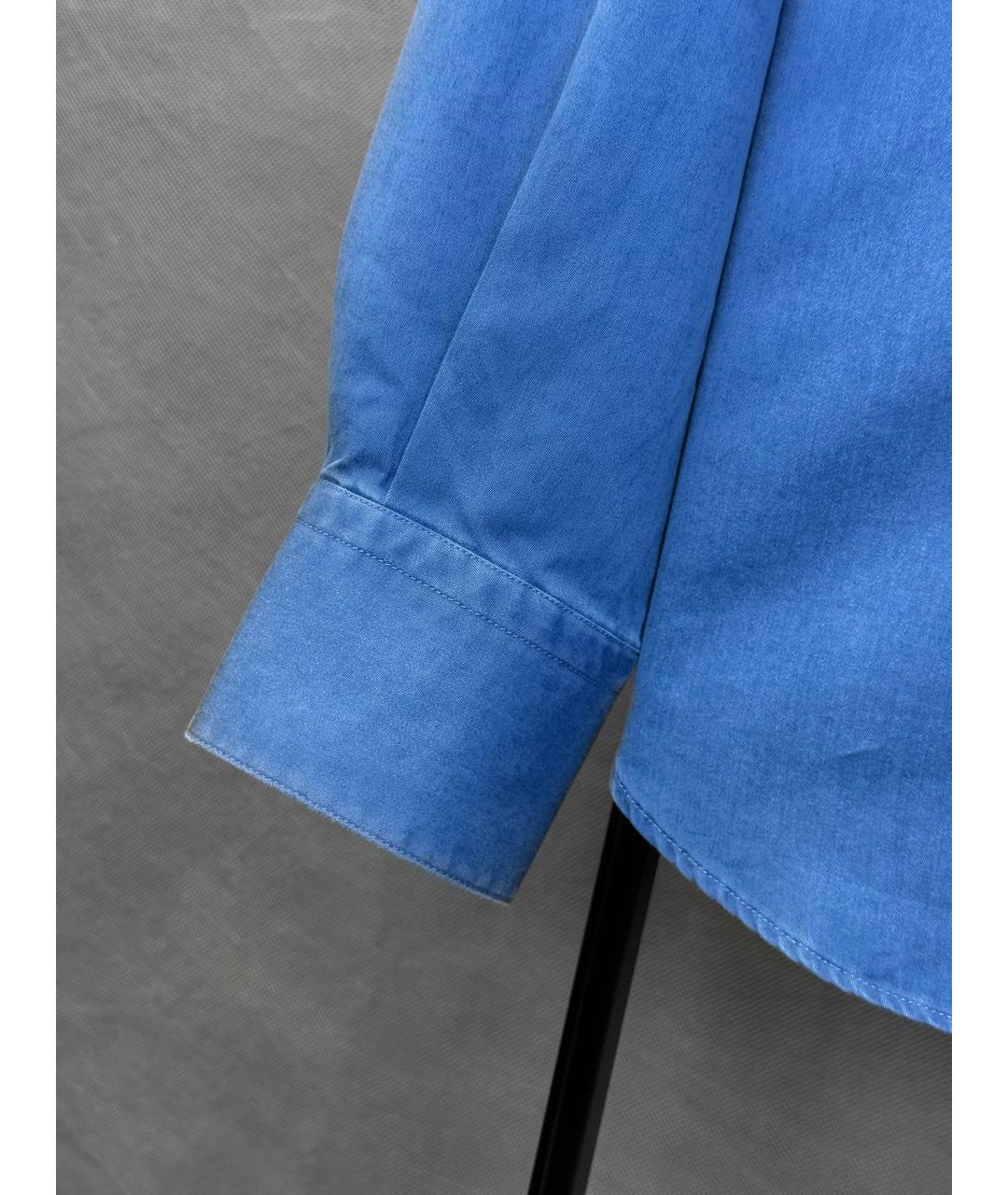 STEFANO RICCI Синяя хлопковая кэжуал рубашка, фото 6