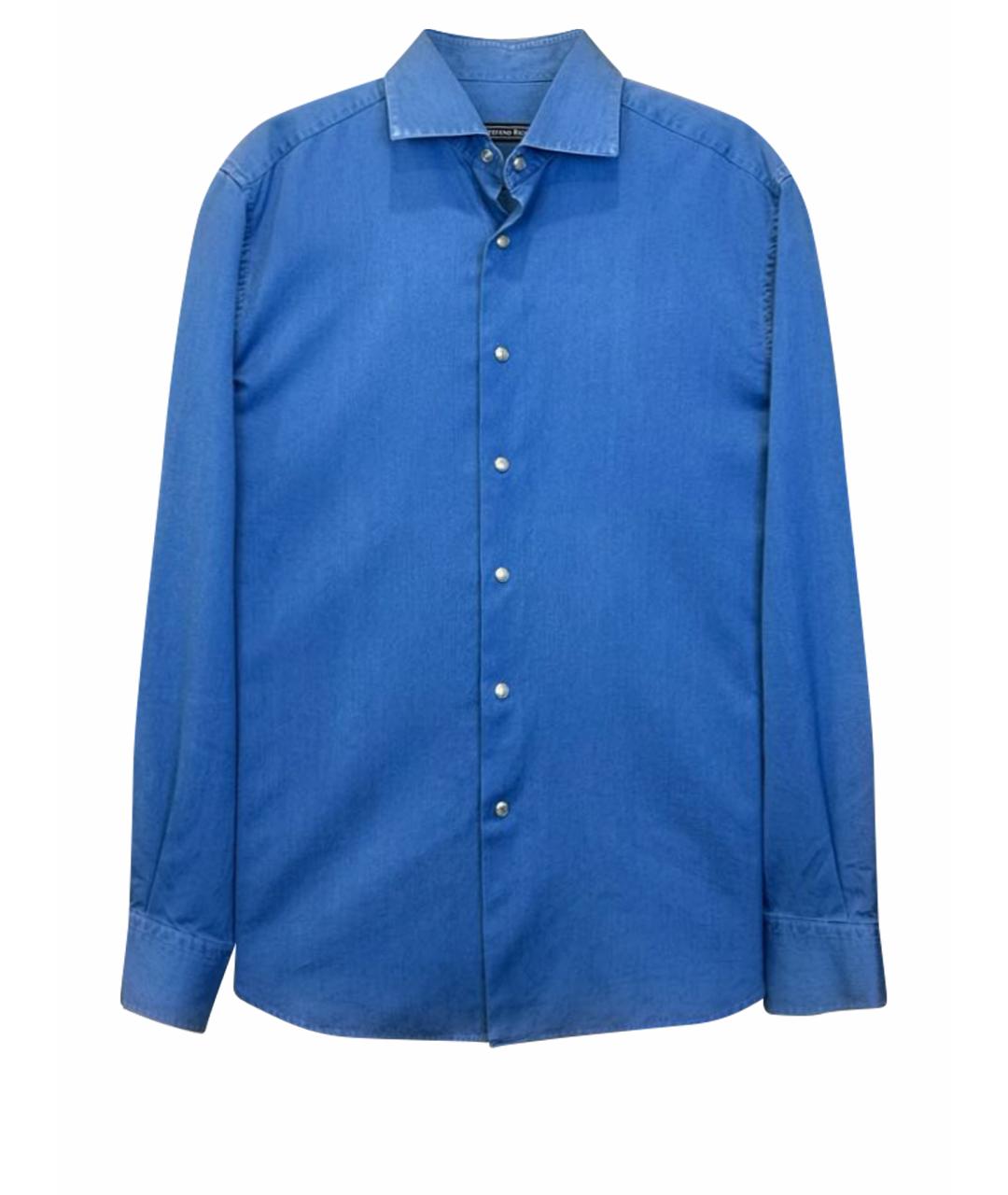 STEFANO RICCI Синяя хлопковая кэжуал рубашка, фото 1