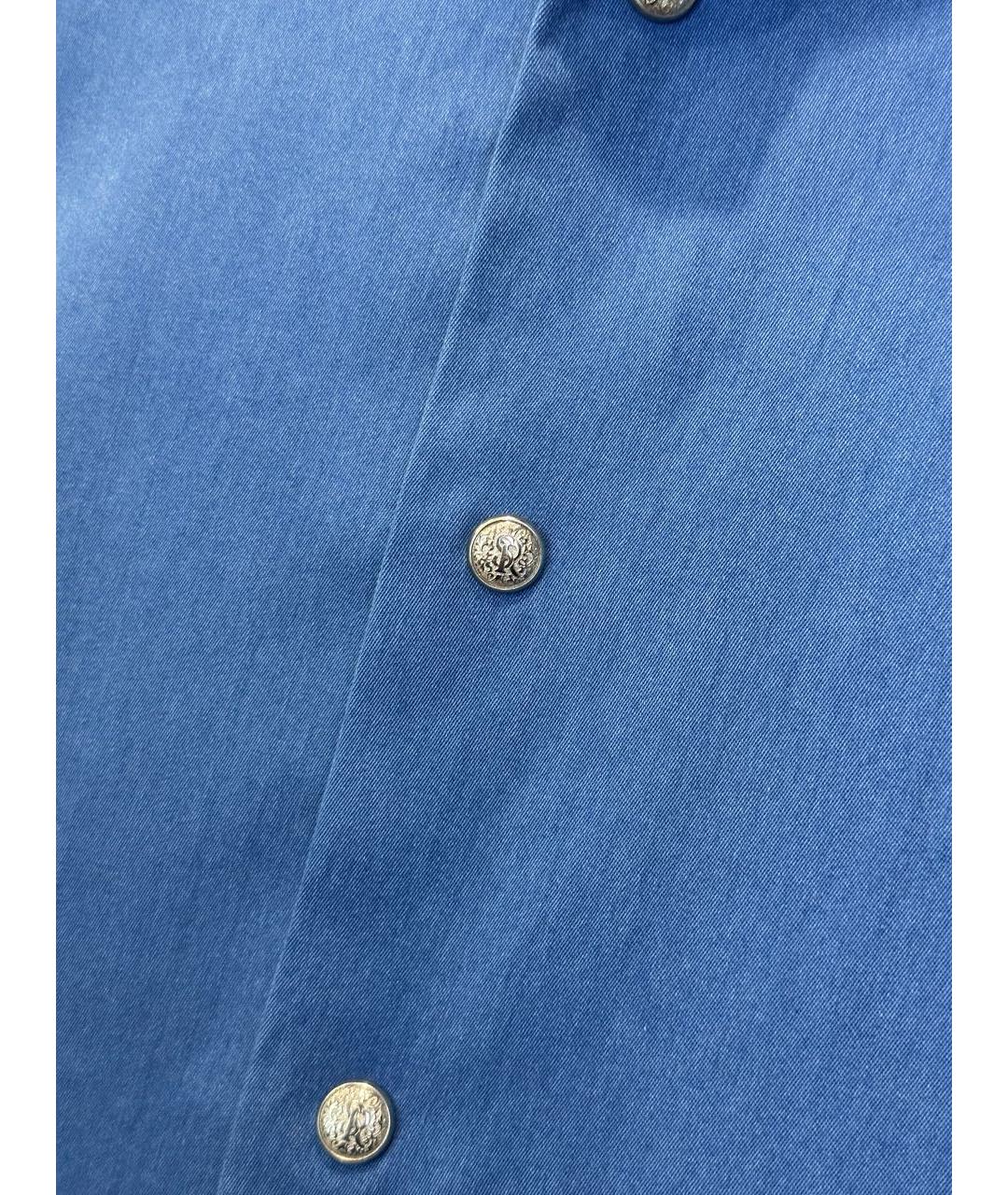 STEFANO RICCI Синяя хлопковая кэжуал рубашка, фото 4