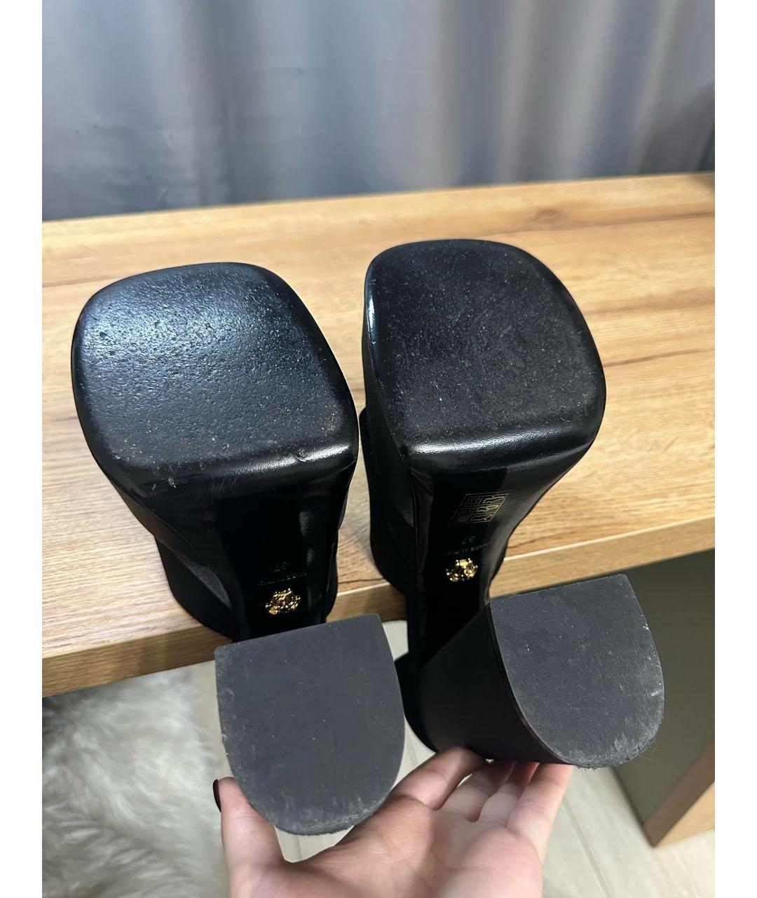 VERSACE Черные текстильные босоножки, фото 6