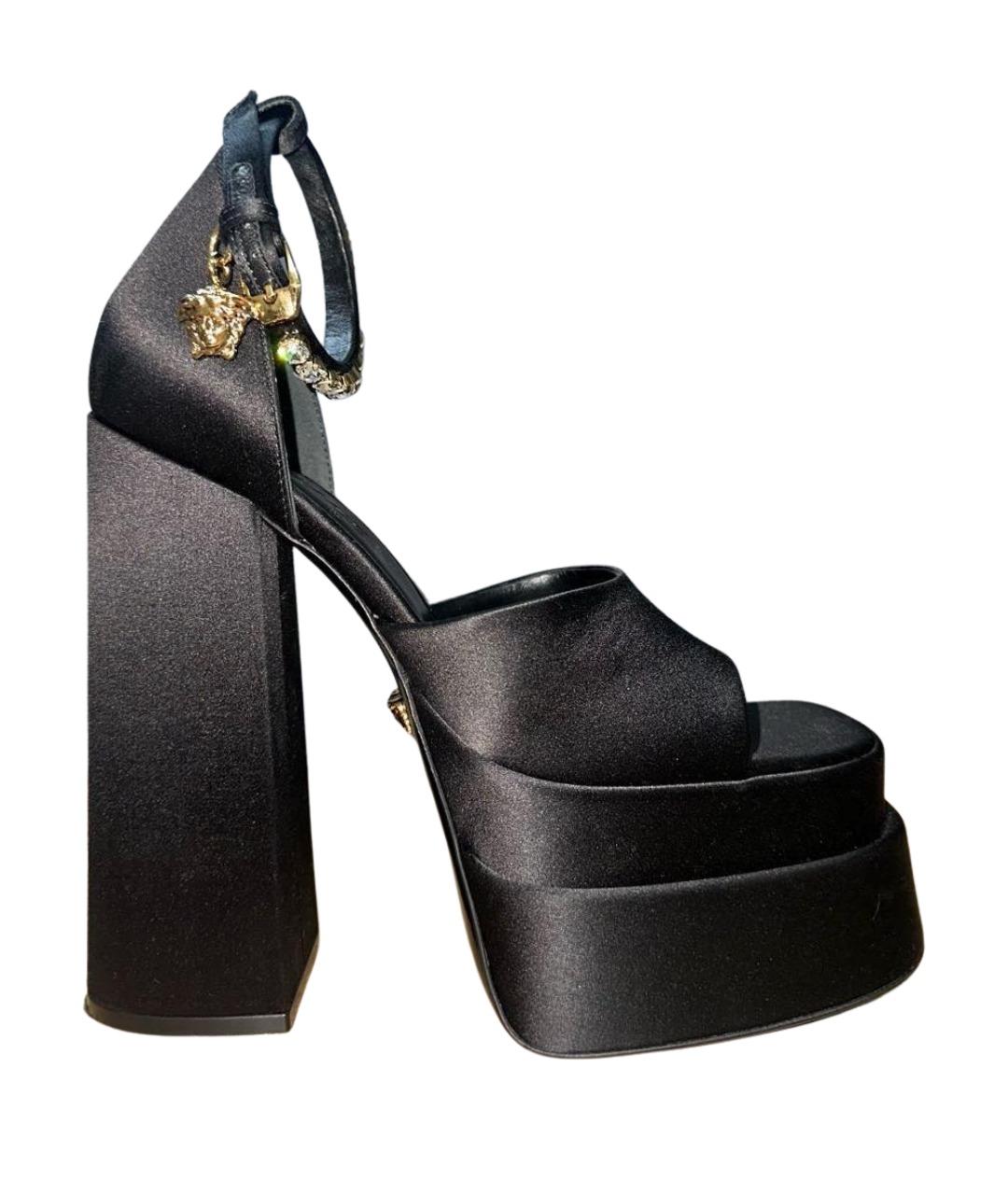 VERSACE Черные текстильные босоножки, фото 1