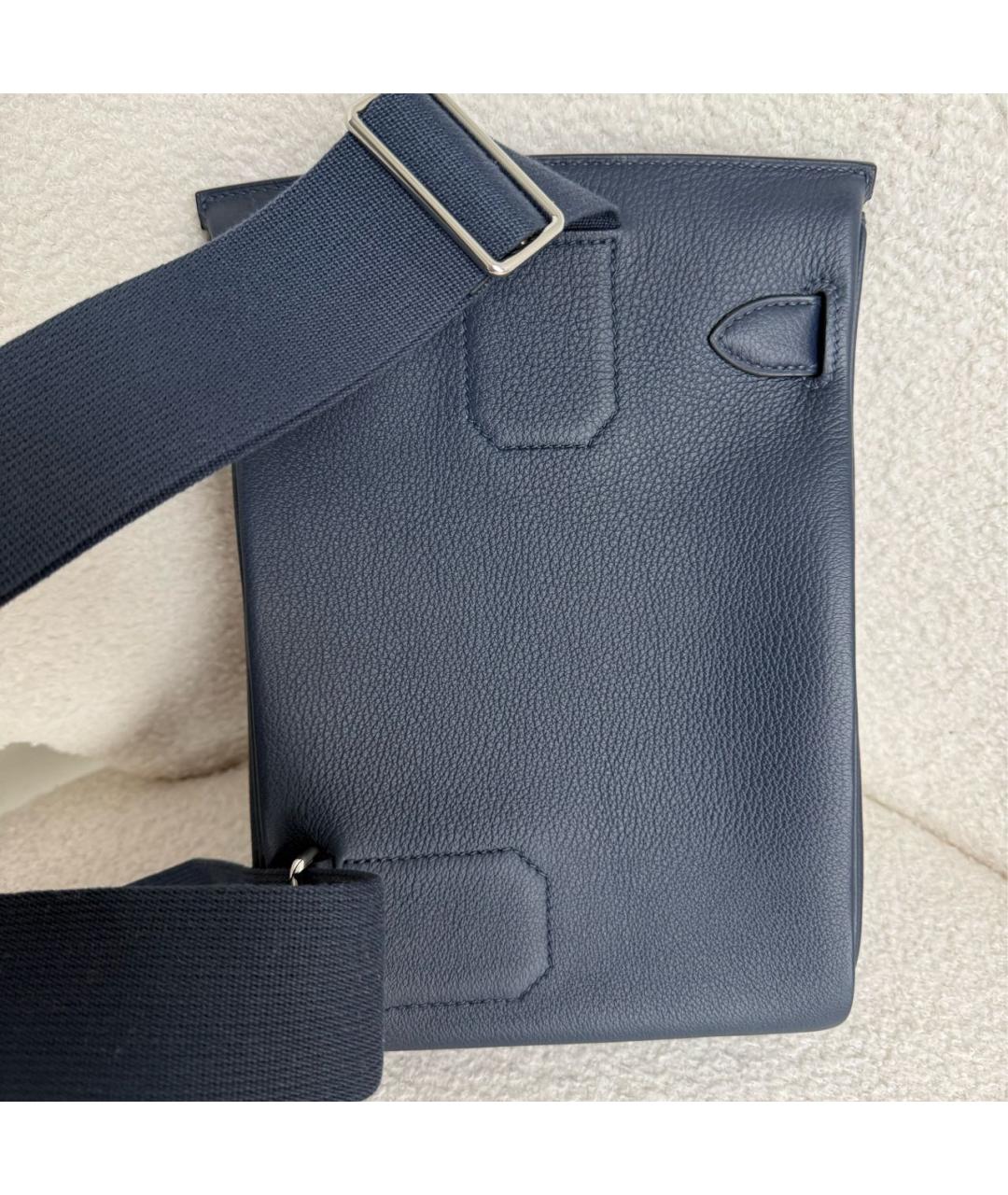 HERMES Темно-синяя кожаная сумка на плечо, фото 3
