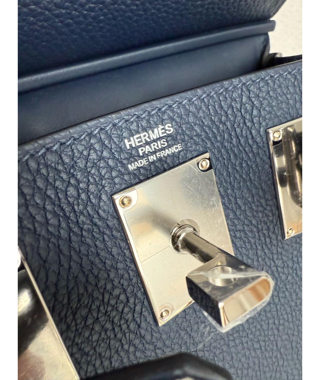 HERMES Темно-синяя кожаная сумка на плечо, фото 5