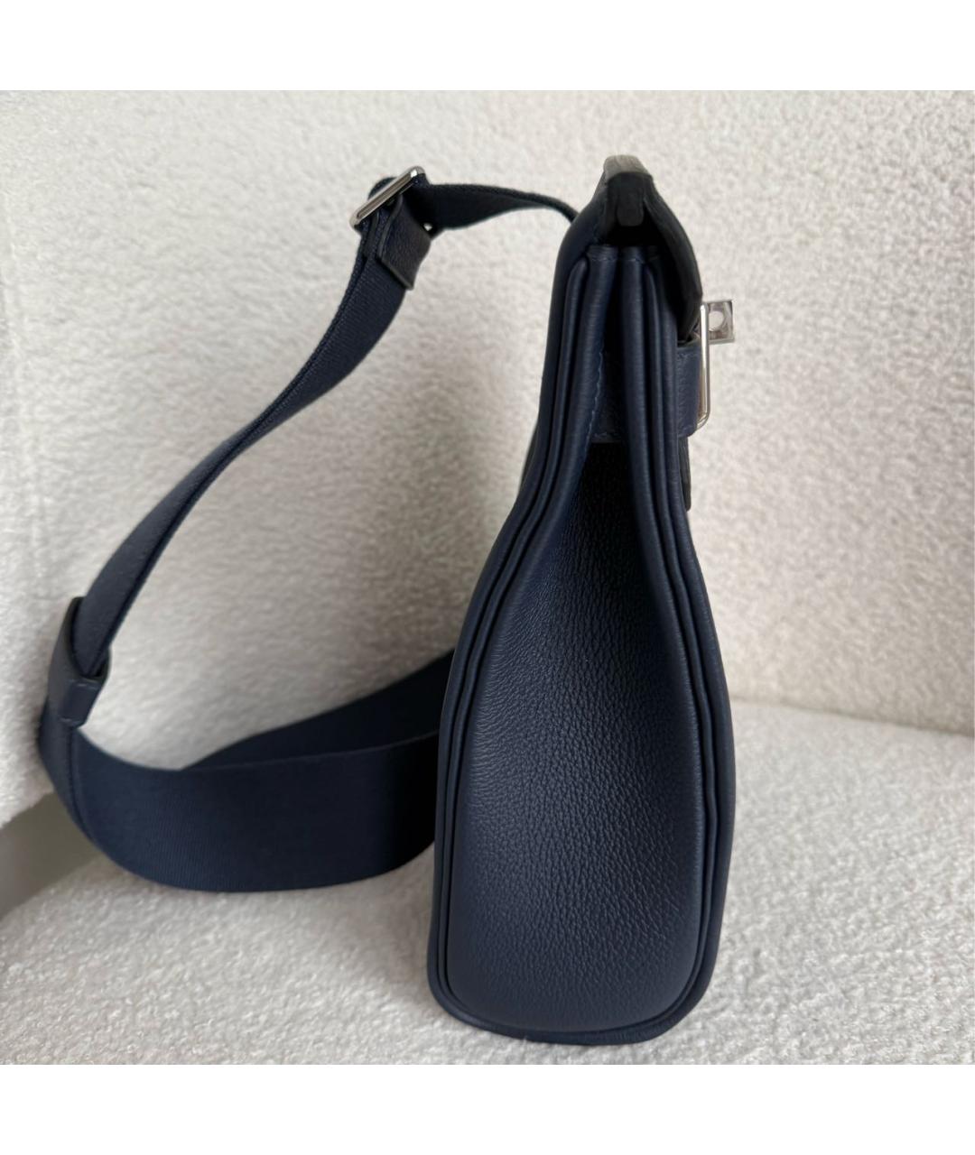 HERMES Темно-синяя кожаная сумка на плечо, фото 6