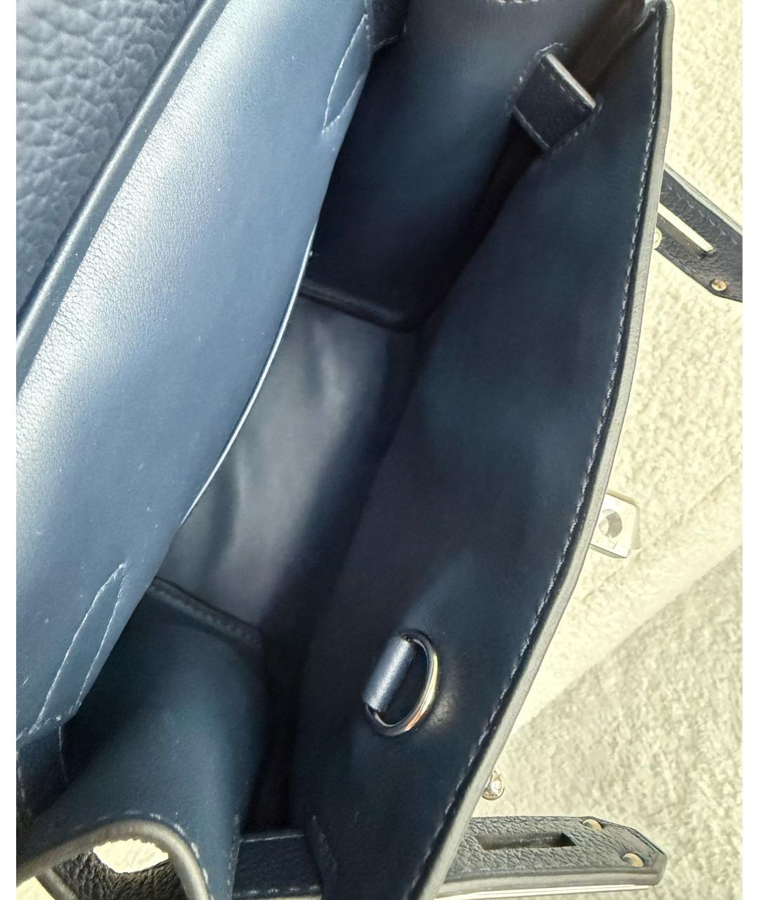 HERMES Темно-синяя кожаная сумка на плечо, фото 4