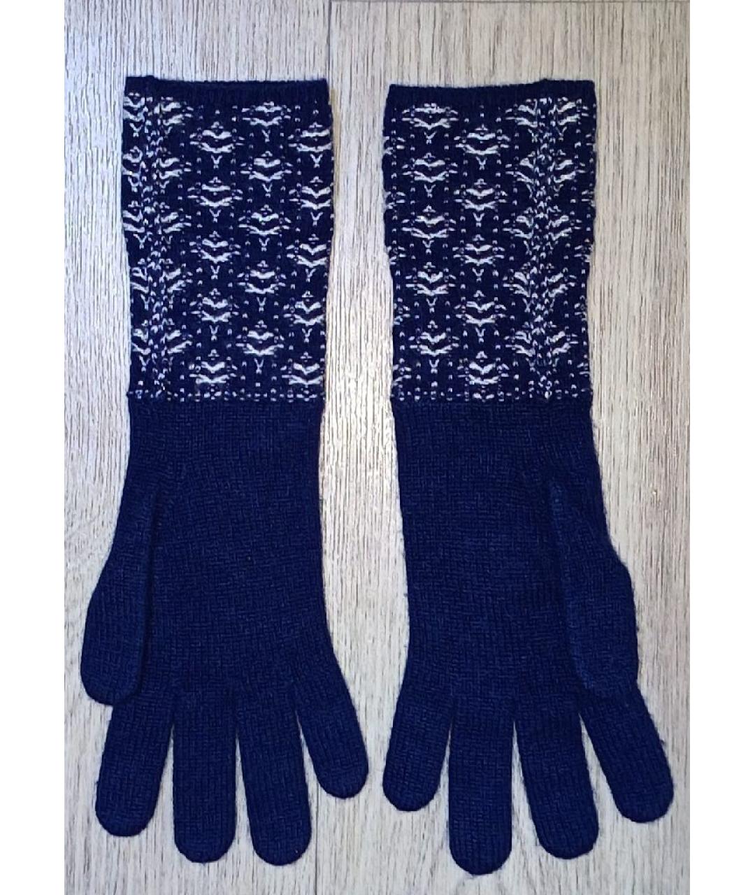 CHANEL Темно-синие кашемировые перчатки, фото 2