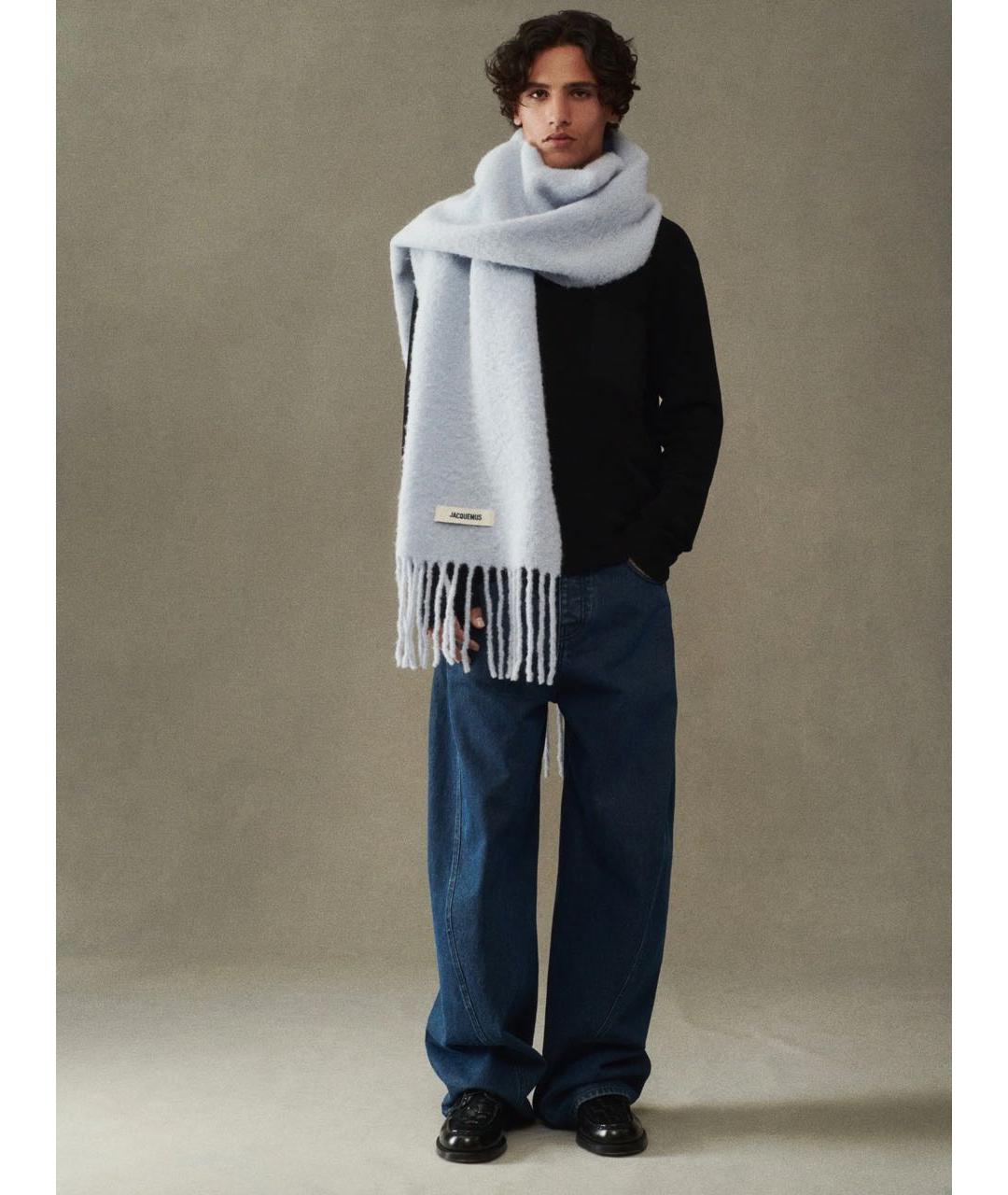 JACQUEMUS Голубой шерстяной шарф, фото 5