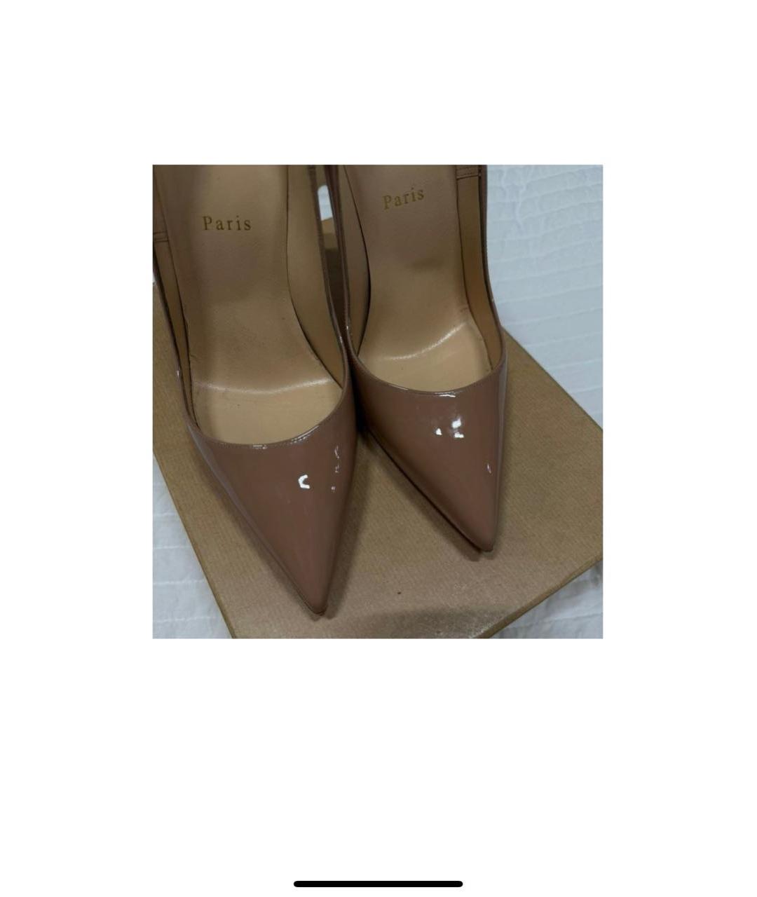 CHRISTIAN LOUBOUTIN Бежевые туфли из лакированной кожи, фото 6