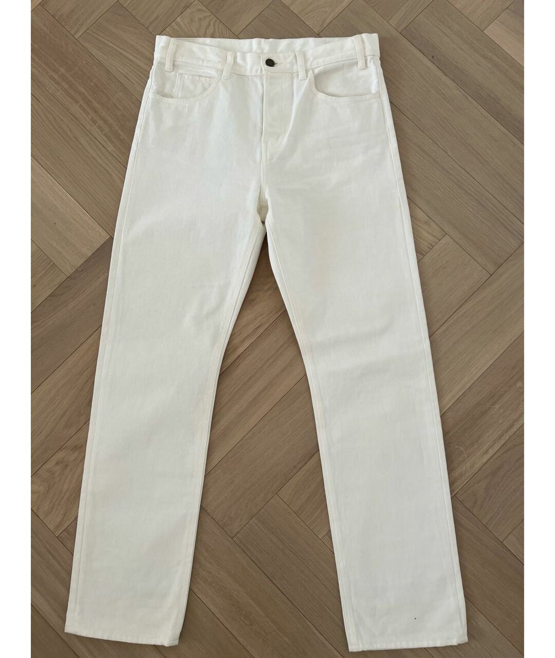 CELINE Белые хлопковые прямые джинсы, фото 5