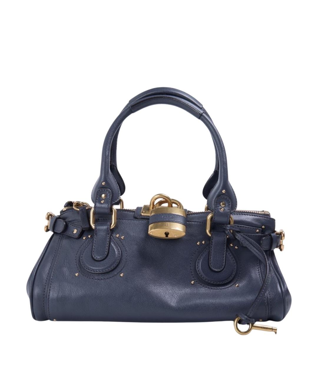 CHLOE Синяя кожаная сумка с короткими ручками, фото 1