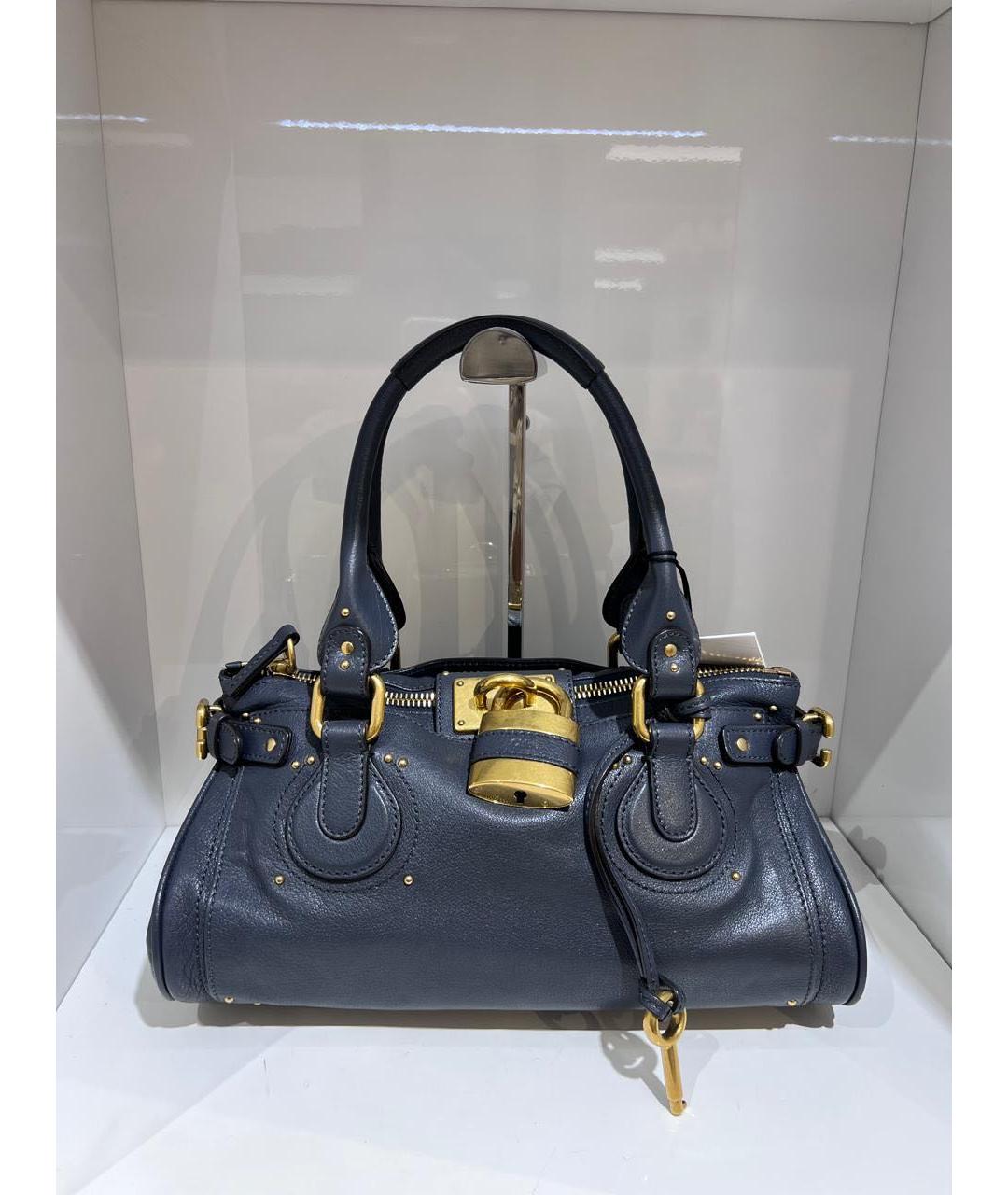 CHLOE Синяя кожаная сумка с короткими ручками, фото 2