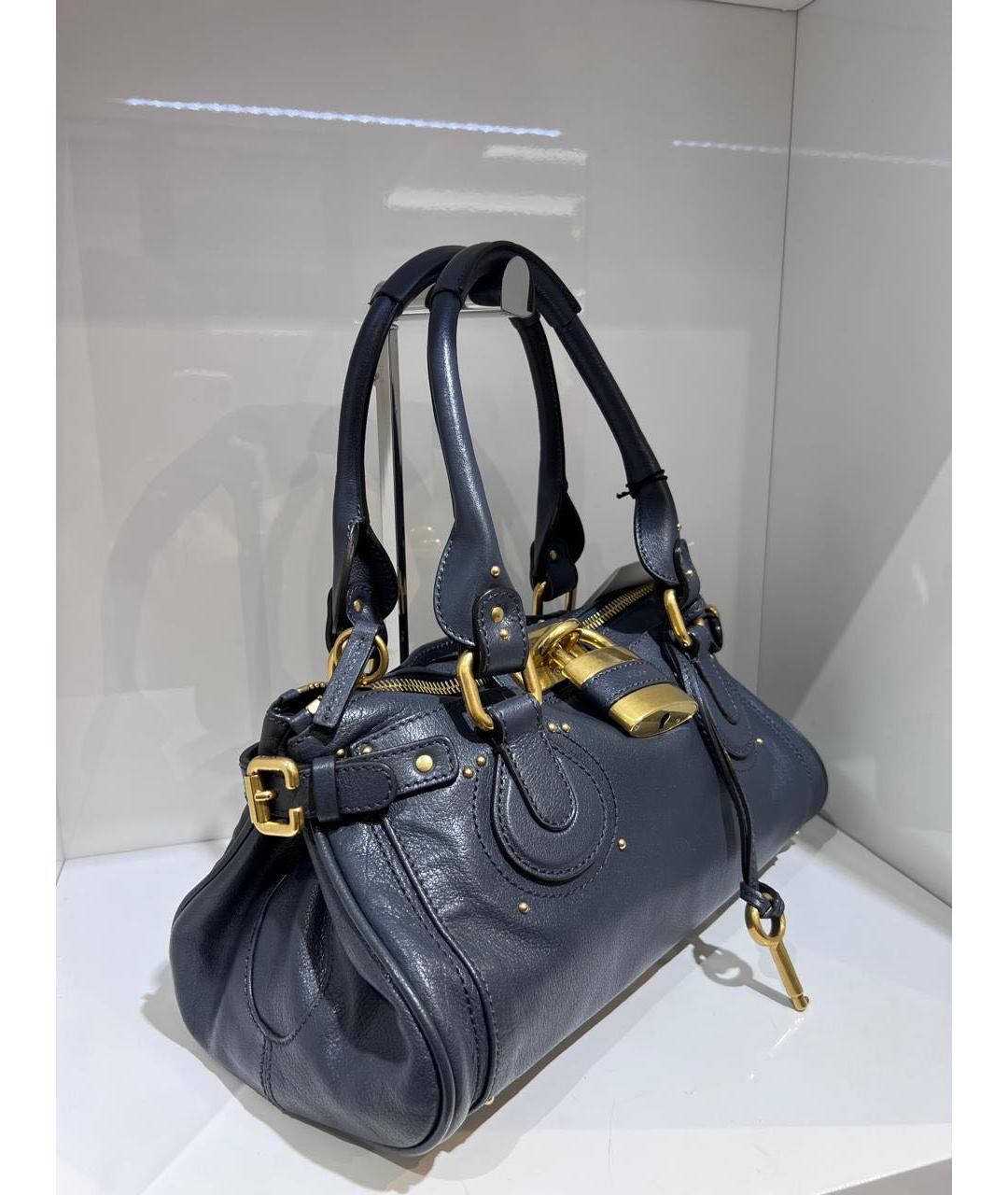 CHLOE Синяя кожаная сумка с короткими ручками, фото 3