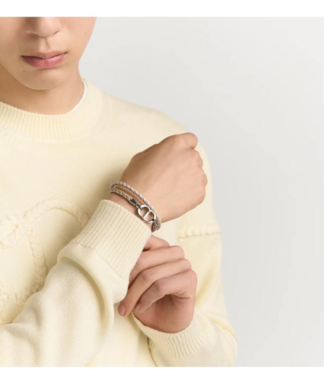 CHRISTIAN DIOR Бежевый кожаный браслет, фото 2