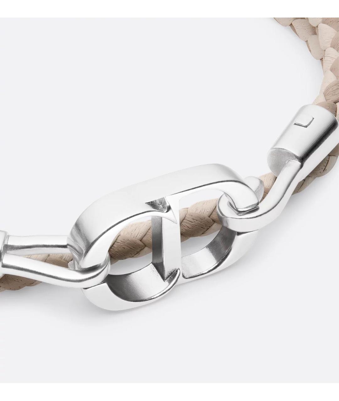 CHRISTIAN DIOR Бежевый кожаный браслет, фото 3