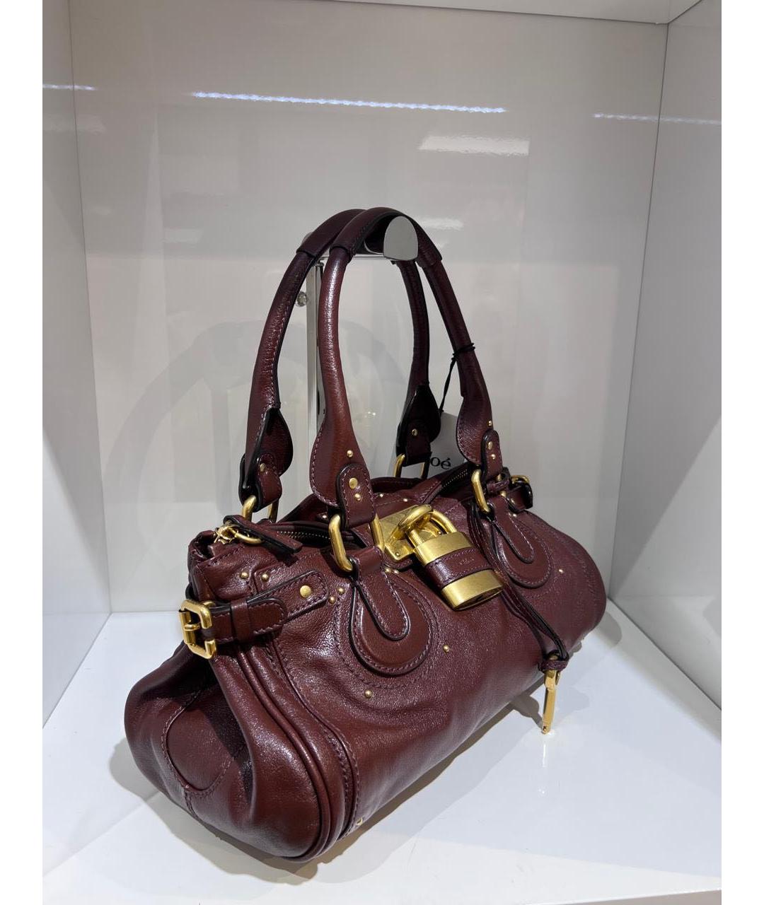 CHLOE Бордовая кожаная сумка с короткими ручками, фото 3