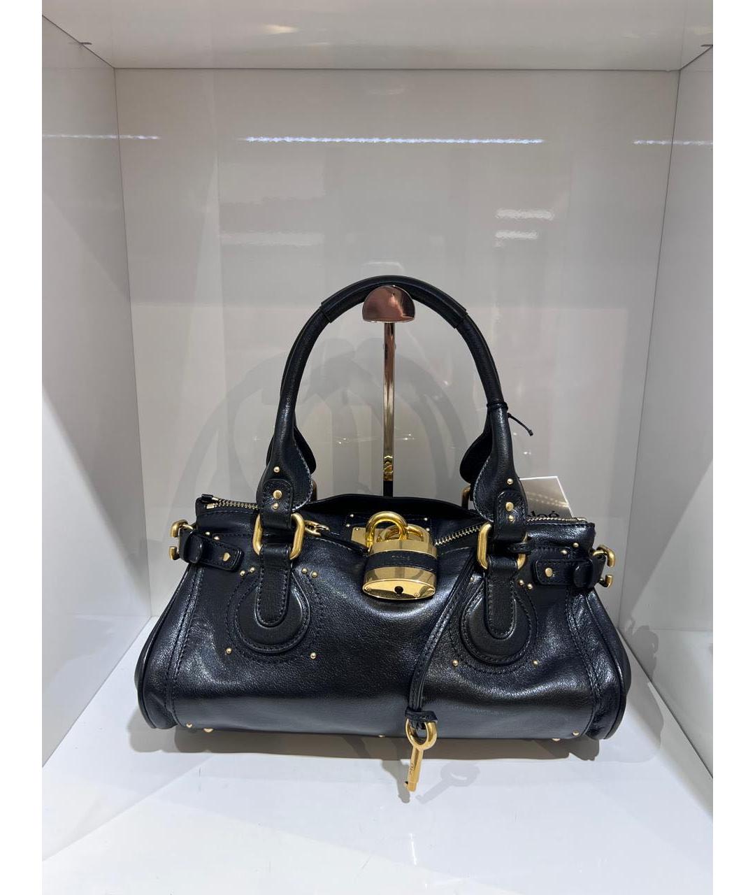 CHLOE Черная кожаная сумка с короткими ручками, фото 2