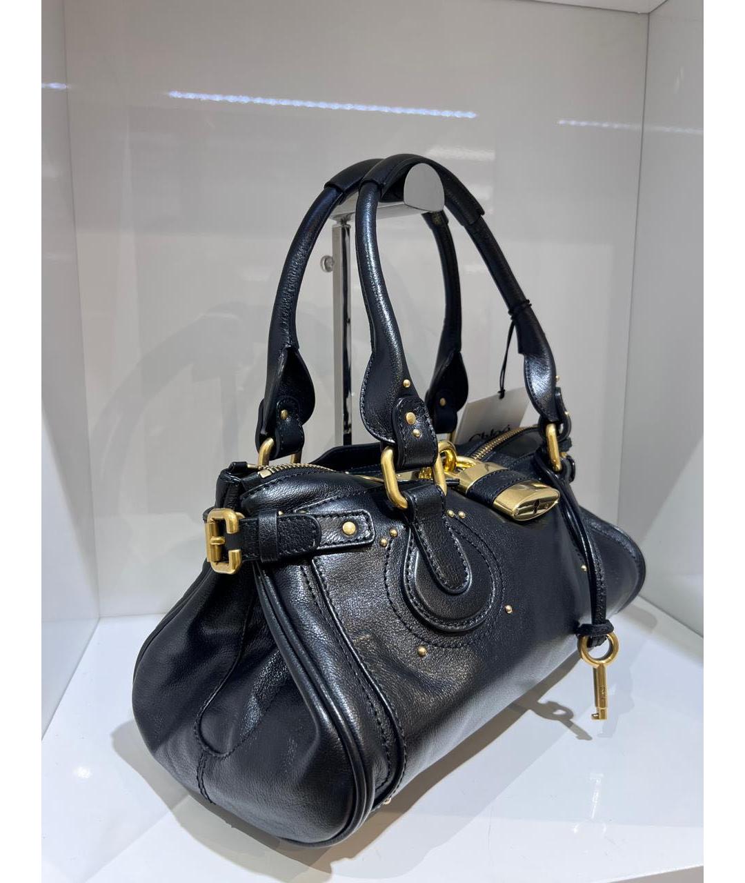 CHLOE Черная кожаная сумка с короткими ручками, фото 3
