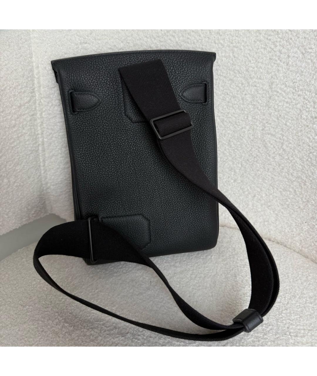 HERMES Черная кожаная сумка на плечо, фото 3