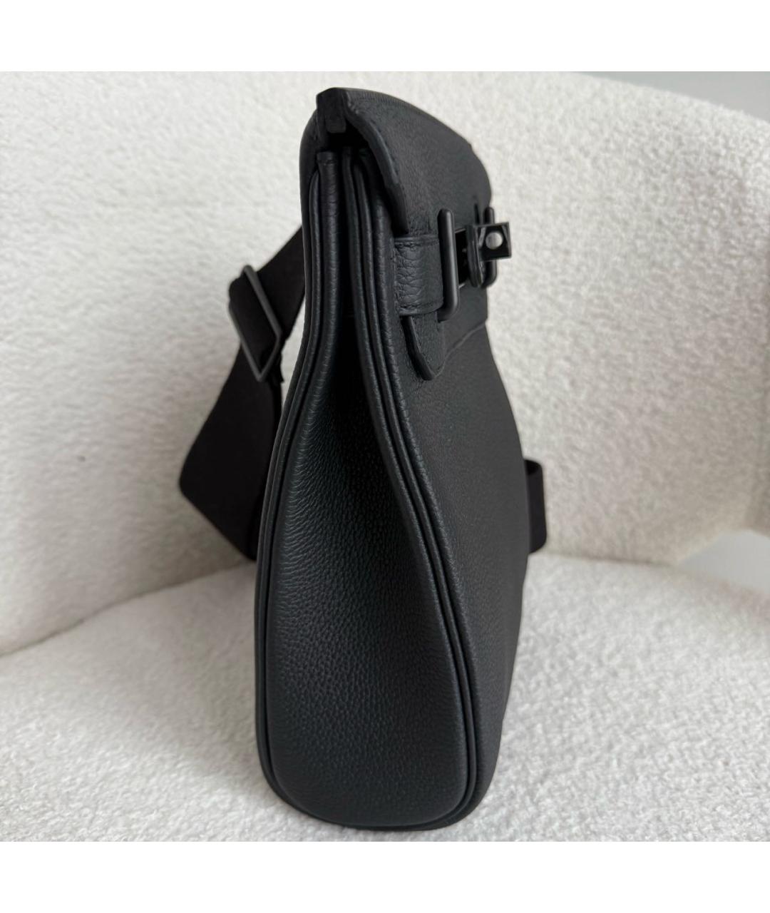 HERMES Черная кожаная сумка на плечо, фото 5