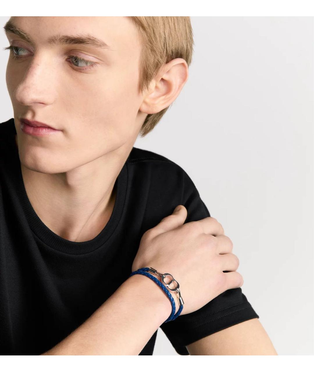 CHRISTIAN DIOR Синий кожаный браслет, фото 2