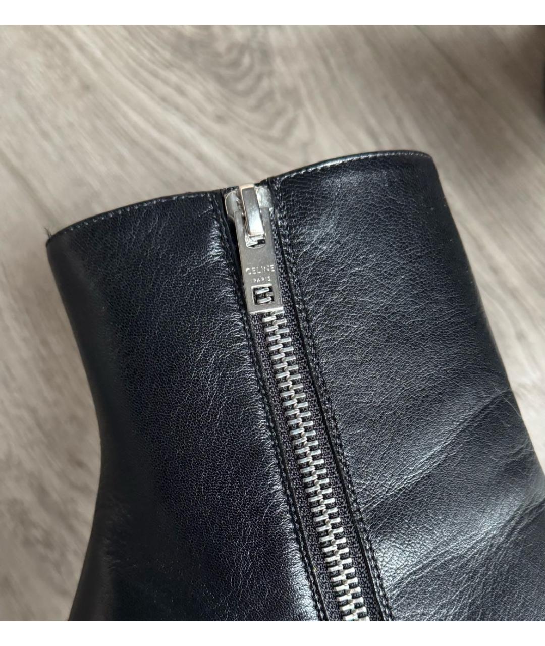 CELINE Черные кожаные ботильоны, фото 6