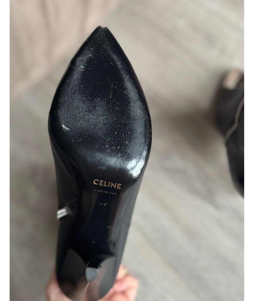 CELINE Черные кожаные ботильоны, фото 7