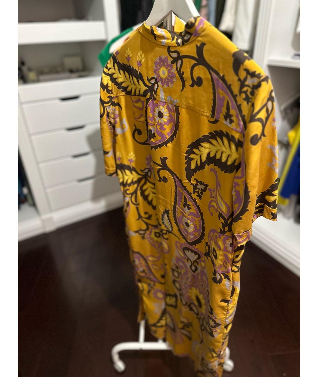 GUCCI Горчичное шелковое коктейльное платье, фото 2