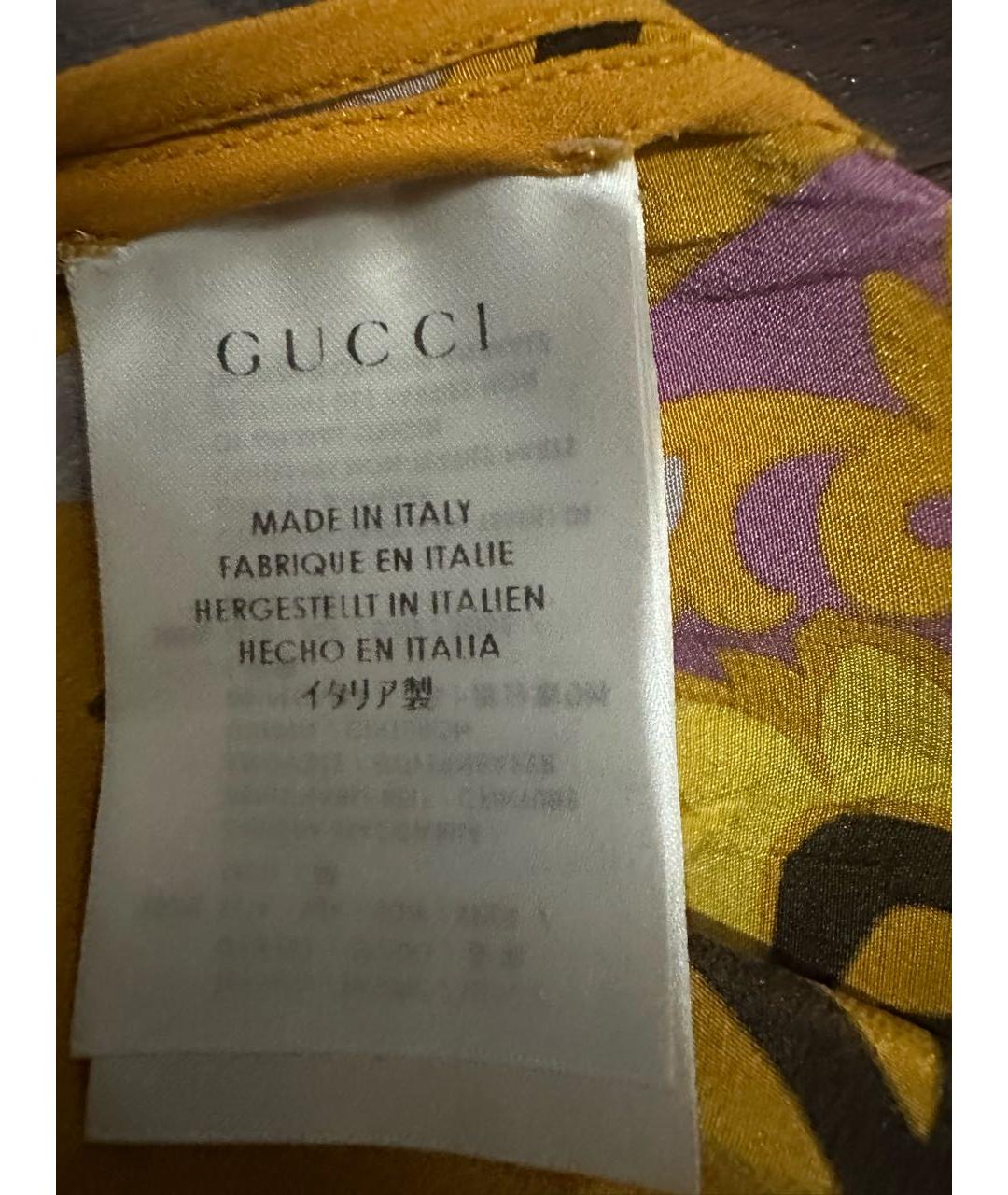 GUCCI Горчичное шелковое коктейльное платье, фото 4