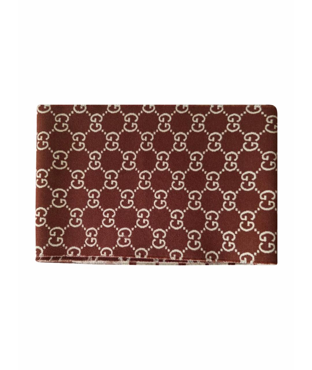 GUCCI Коричневый шерстяной шарф, фото 1