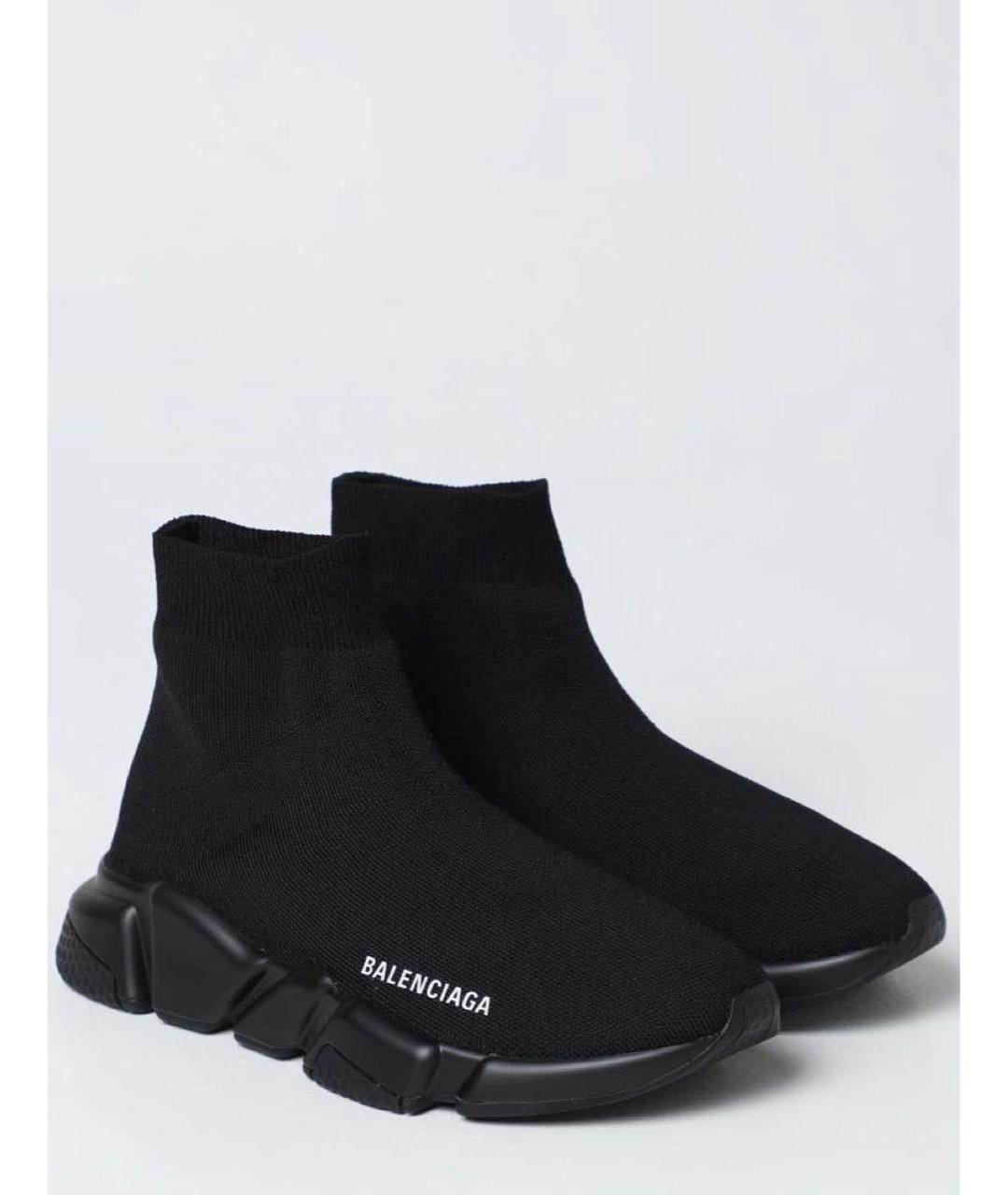 BALENCIAGA Черные текстильные высокие кроссовки / кеды, фото 2