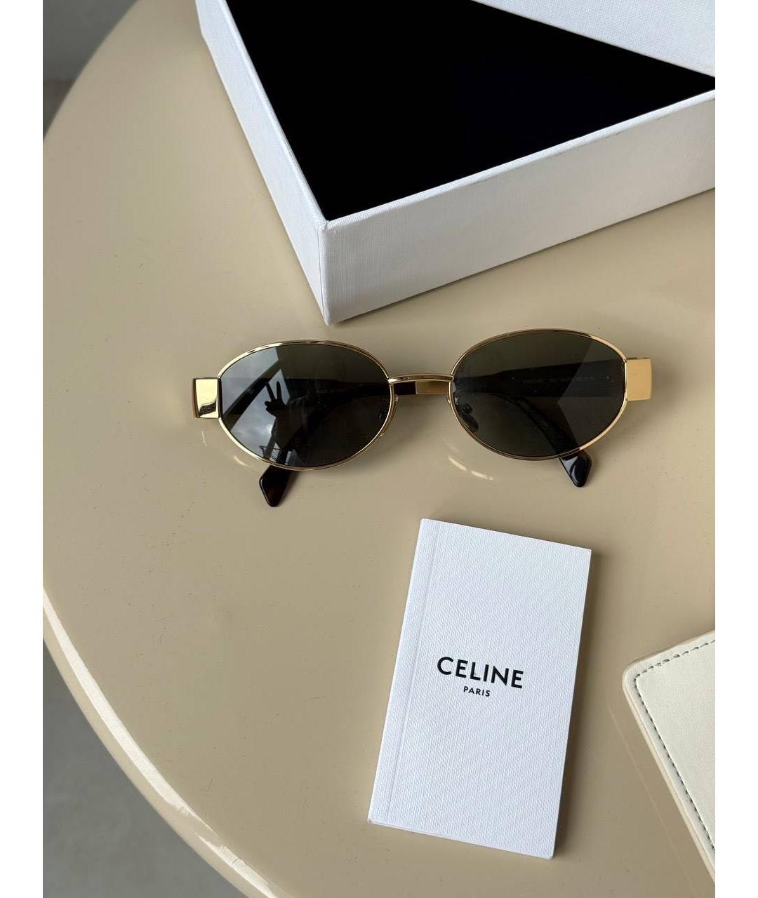 CELINE Золотые металлические солнцезащитные очки, фото 2