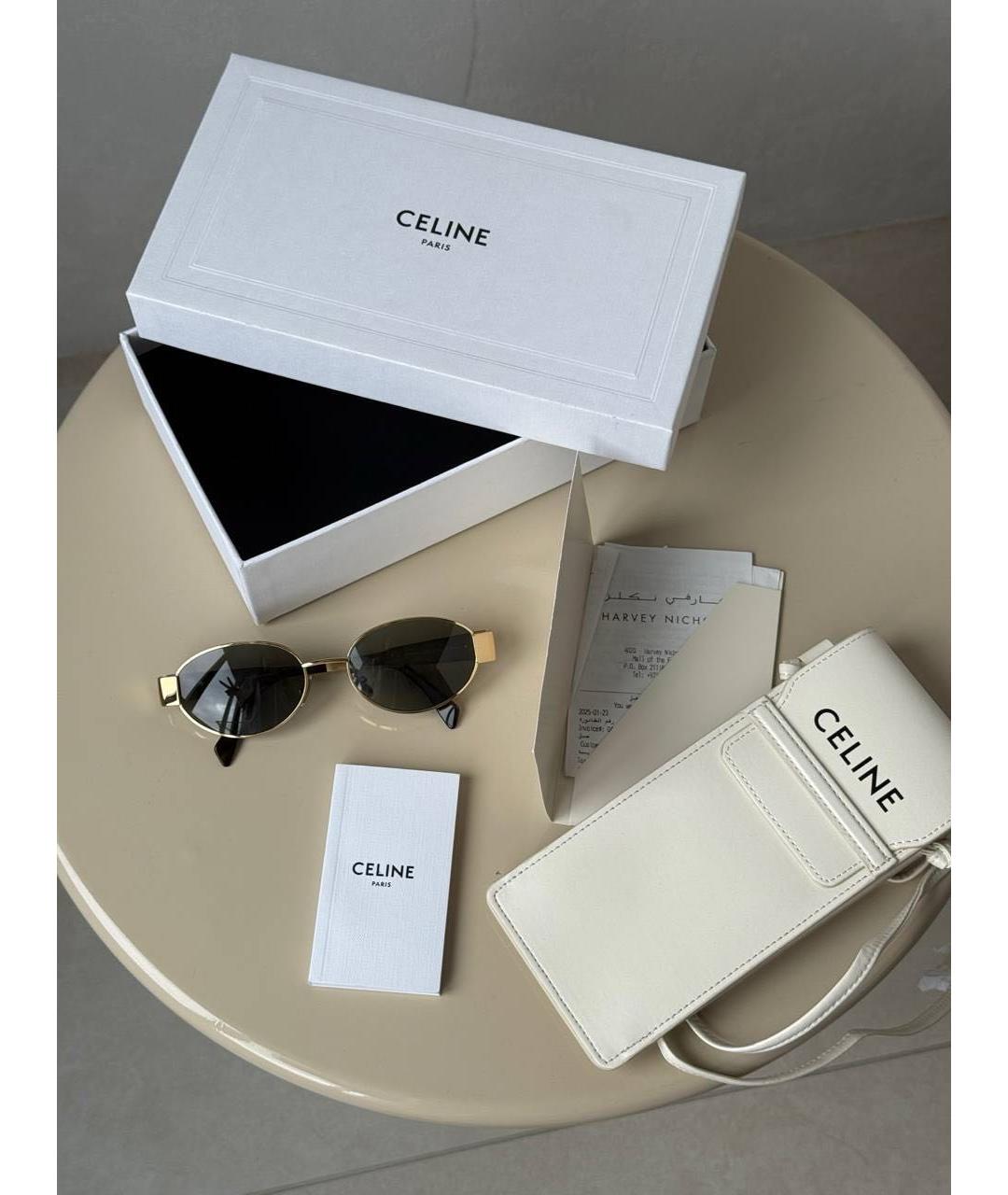 CELINE Золотые металлические солнцезащитные очки, фото 4