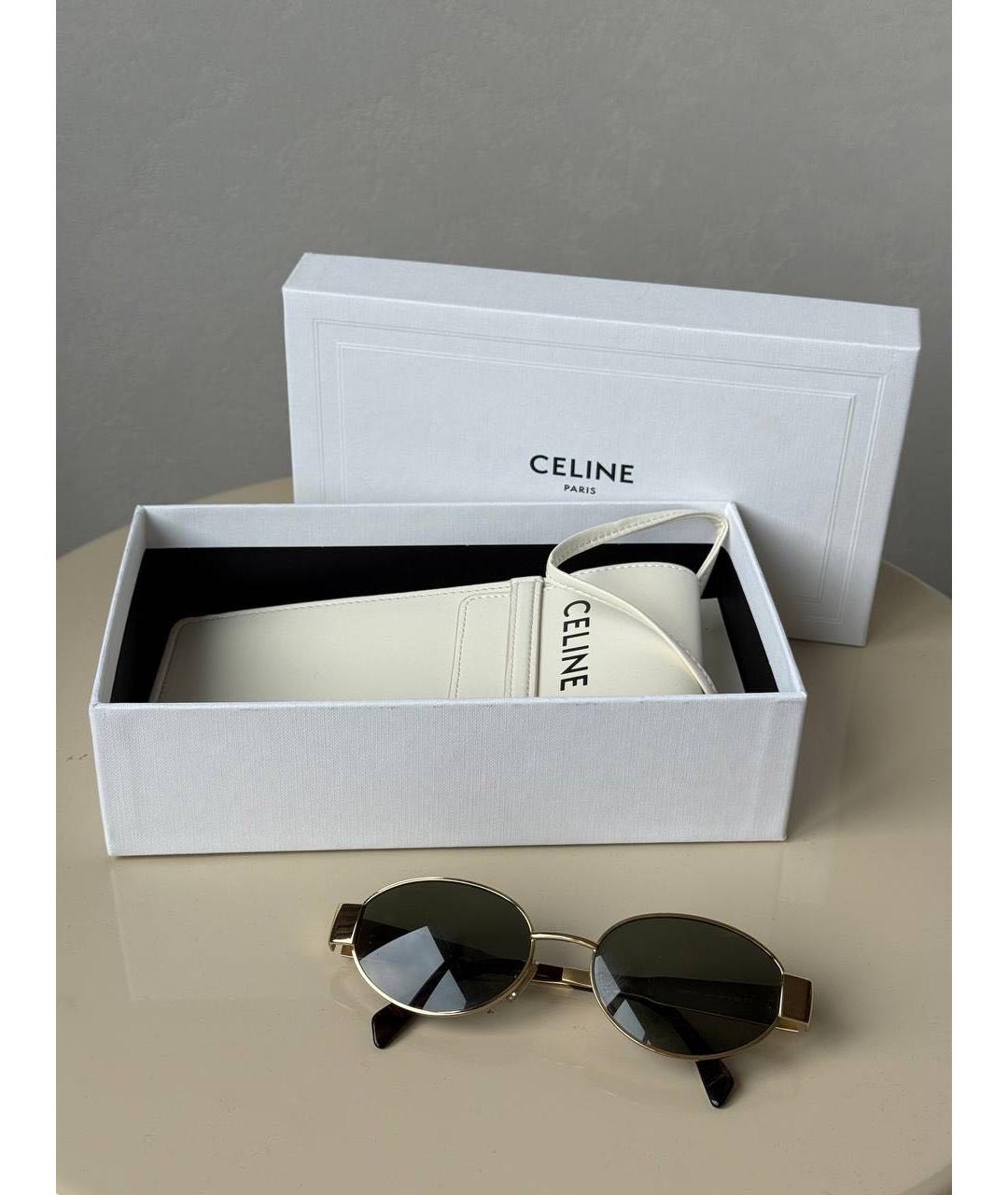 CELINE Золотые металлические солнцезащитные очки, фото 6