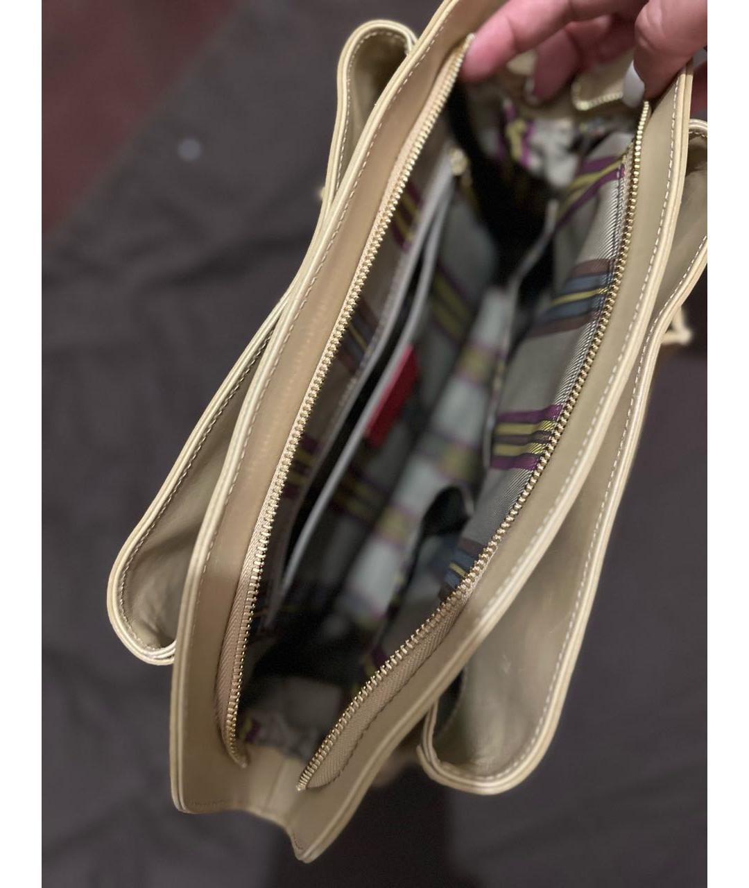 ETRO Бежевая кожаная сумка с короткими ручками, фото 3