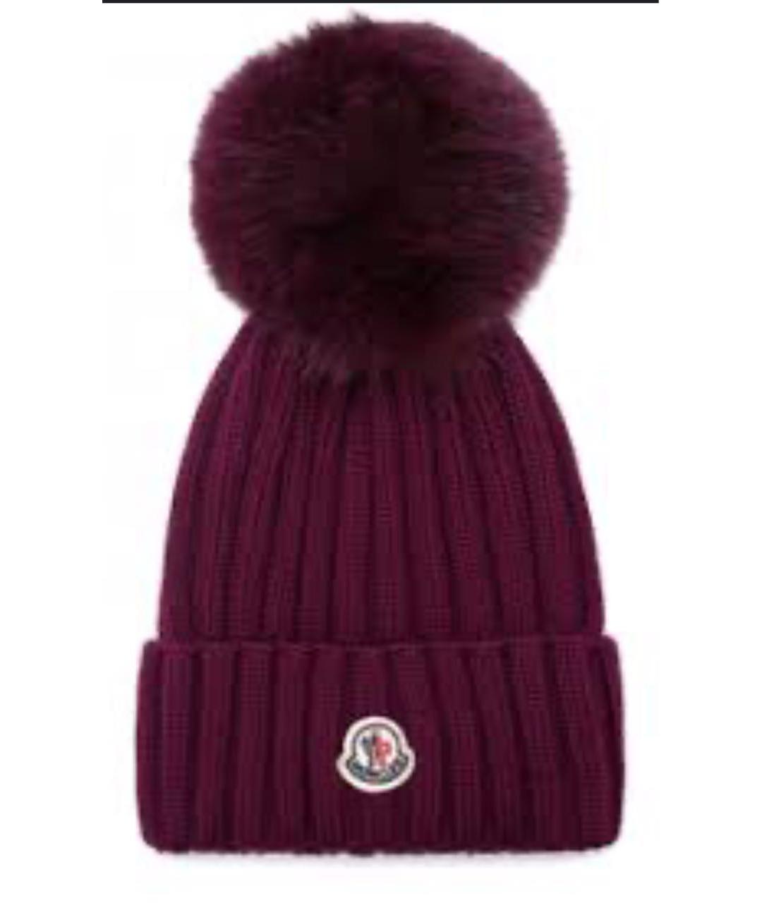 MONCLER Бордовая шерстяная шапка, фото 2