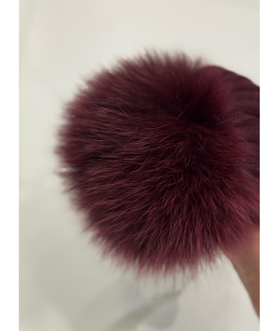 MONCLER Бордовая шерстяная шапка, фото 6