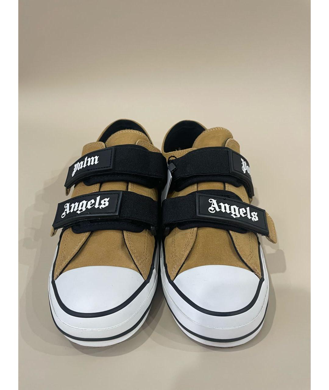 PALM ANGELS Горчичные замшевые низкие кроссовки / кеды, фото 4