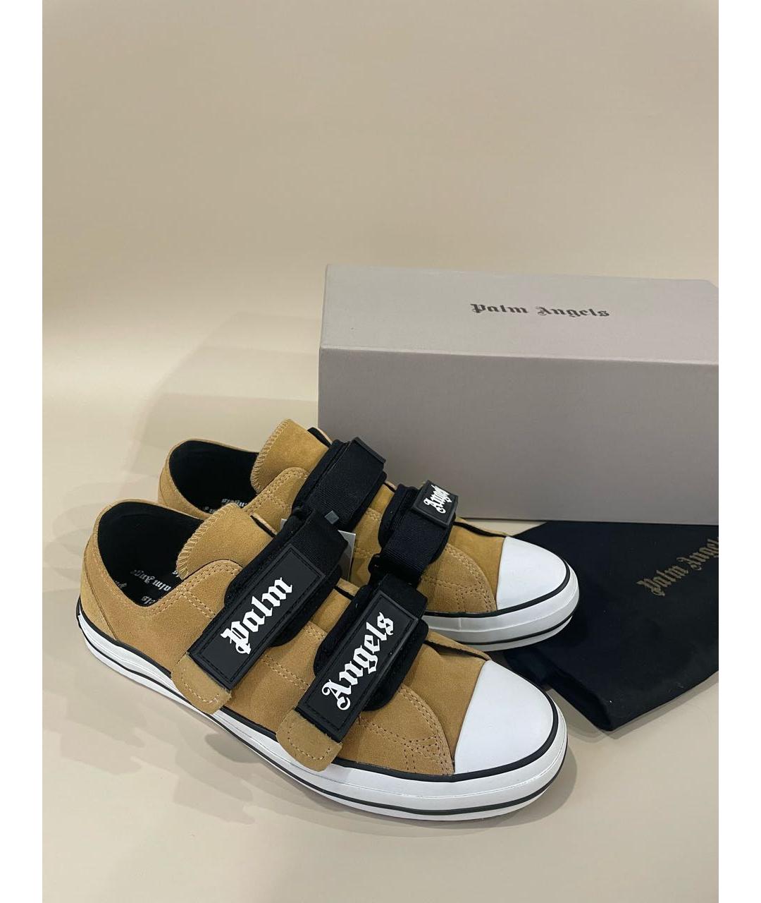 PALM ANGELS Горчичные замшевые низкие кроссовки / кеды, фото 5