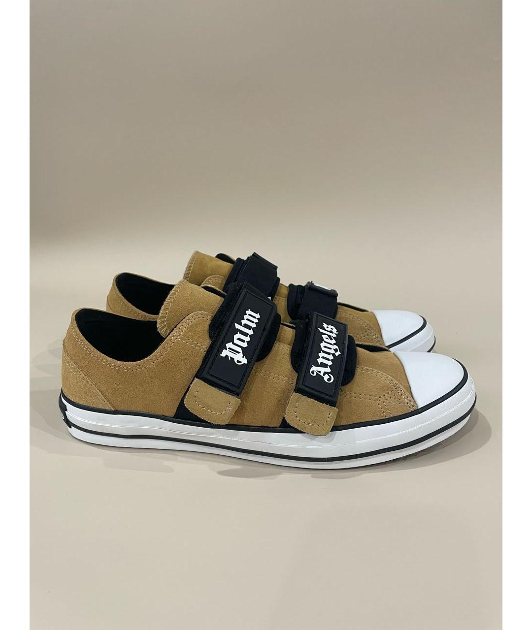 PALM ANGELS Горчичные замшевые низкие кроссовки / кеды, фото 9