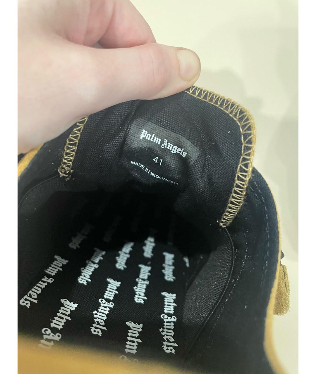 PALM ANGELS Горчичные замшевые низкие кроссовки / кеды, фото 8