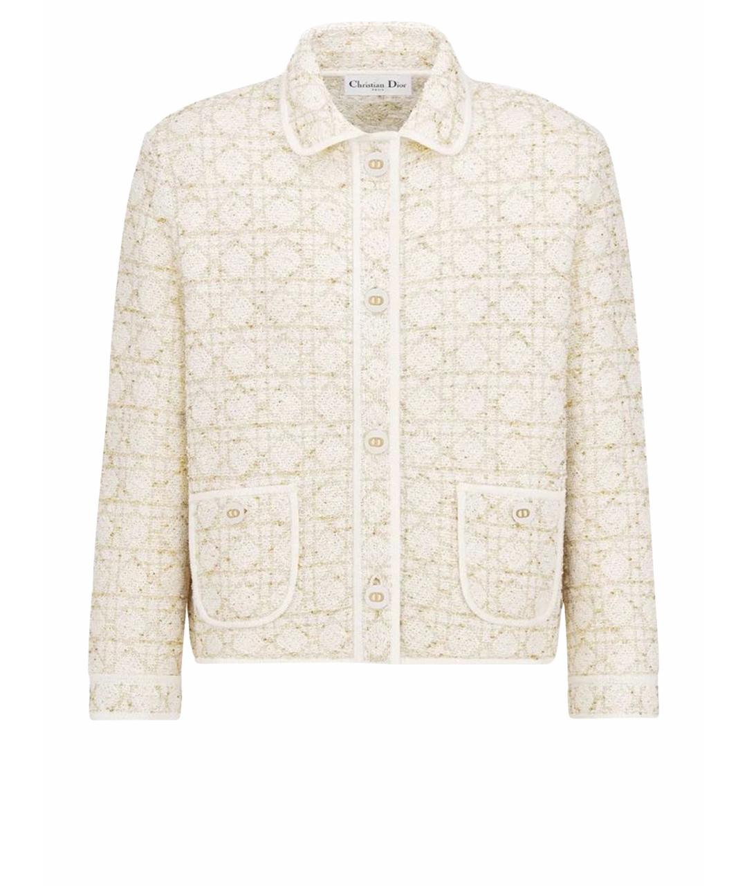 CHRISTIAN DIOR Бежевый твидовый жакет/пиджак, фото 1