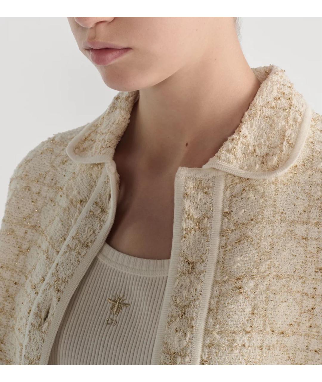 CHRISTIAN DIOR Бежевый твидовый жакет/пиджак, фото 3