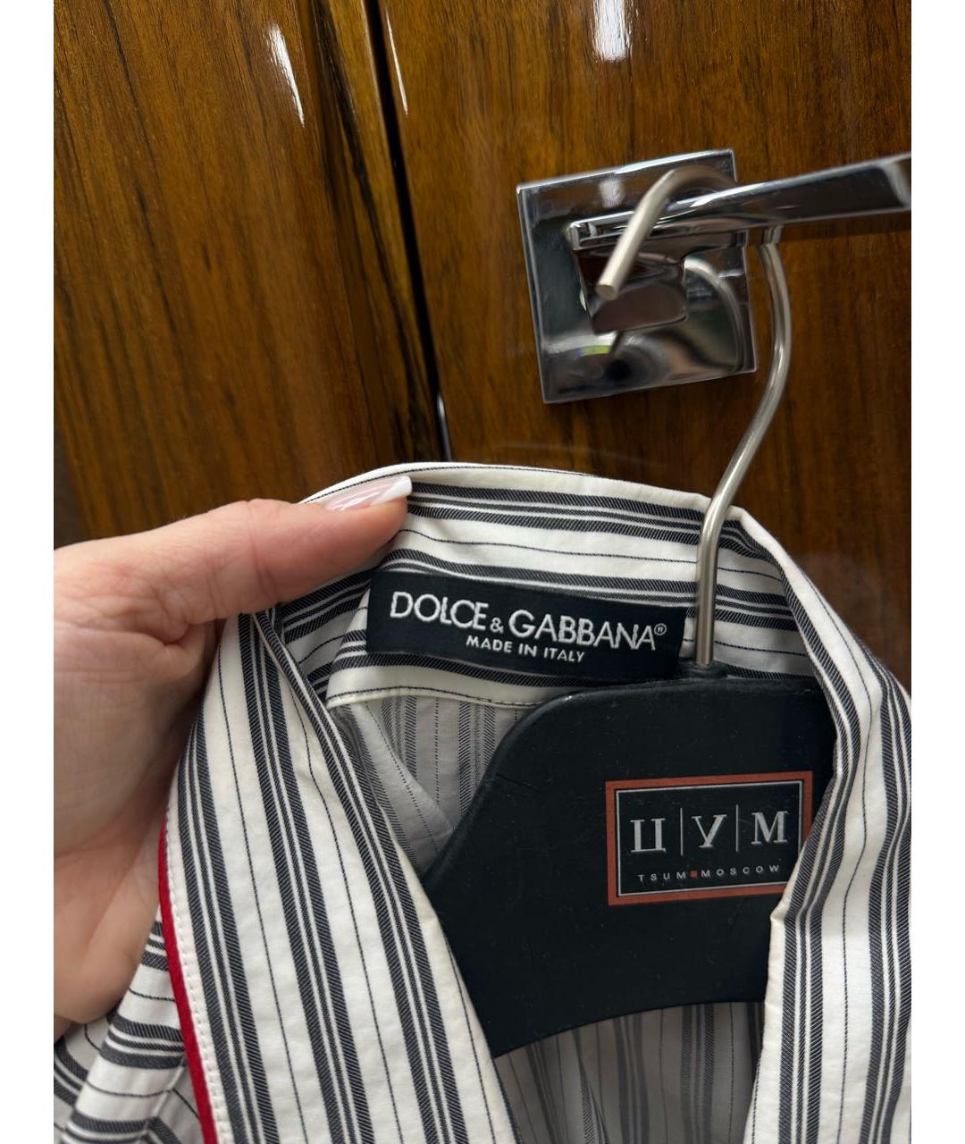 DOLCE&GABBANA Белая хлопко-эластановая рубашка, фото 4