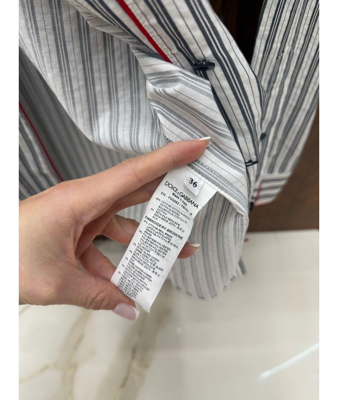 DOLCE&GABBANA Белая хлопко-эластановая рубашка, фото 5