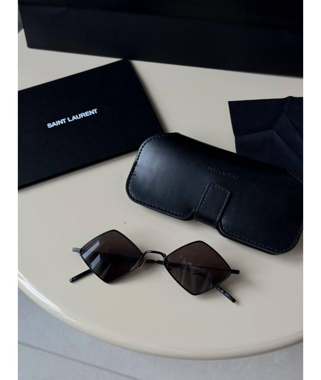 SAINT LAURENT Черные металлические солнцезащитные очки, фото 6