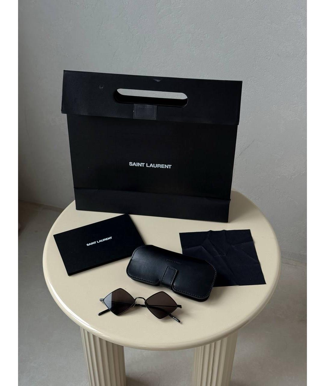 SAINT LAURENT Черные металлические солнцезащитные очки, фото 2