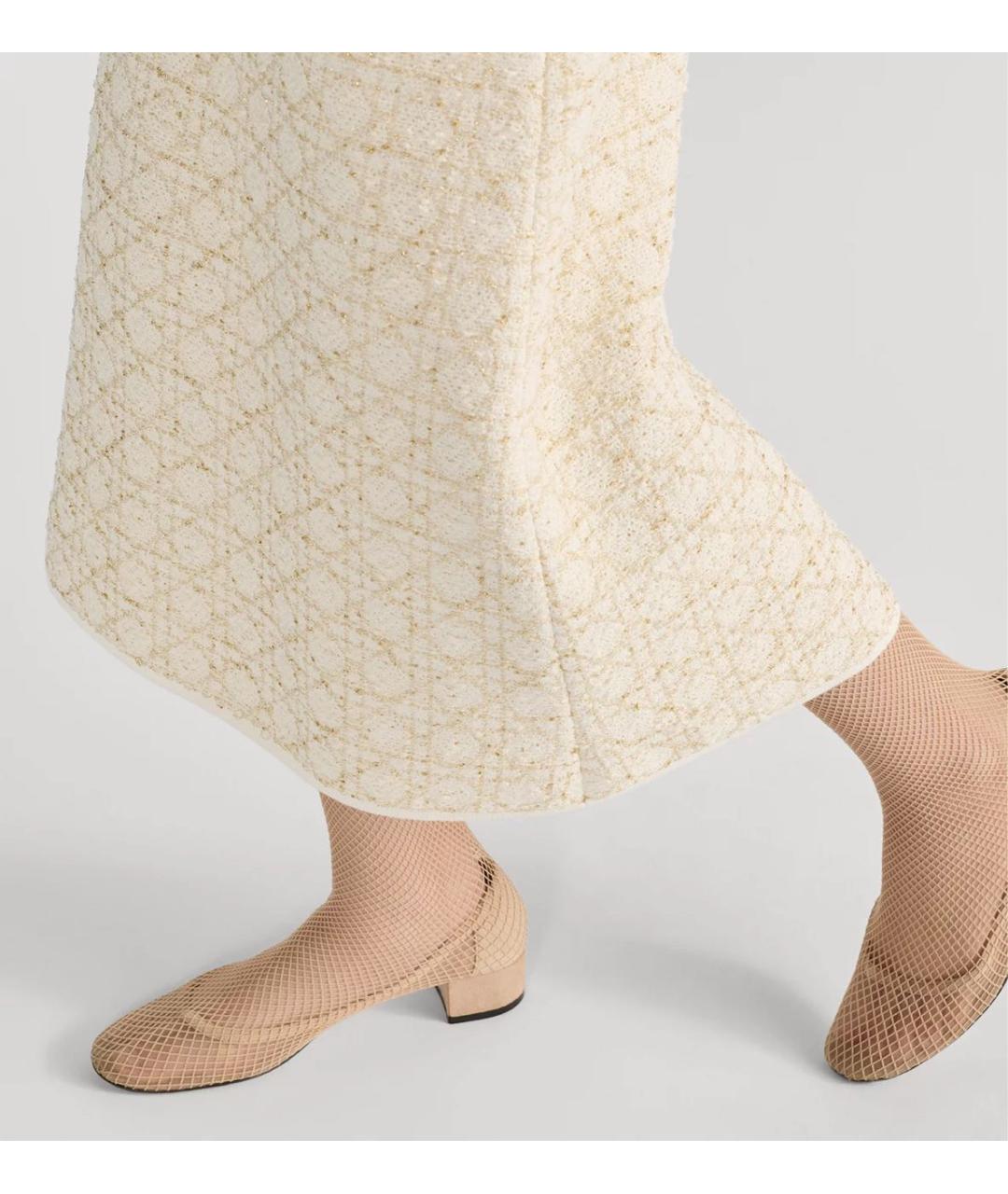 CHRISTIAN DIOR Бежевая твидовая юбка миди, фото 3