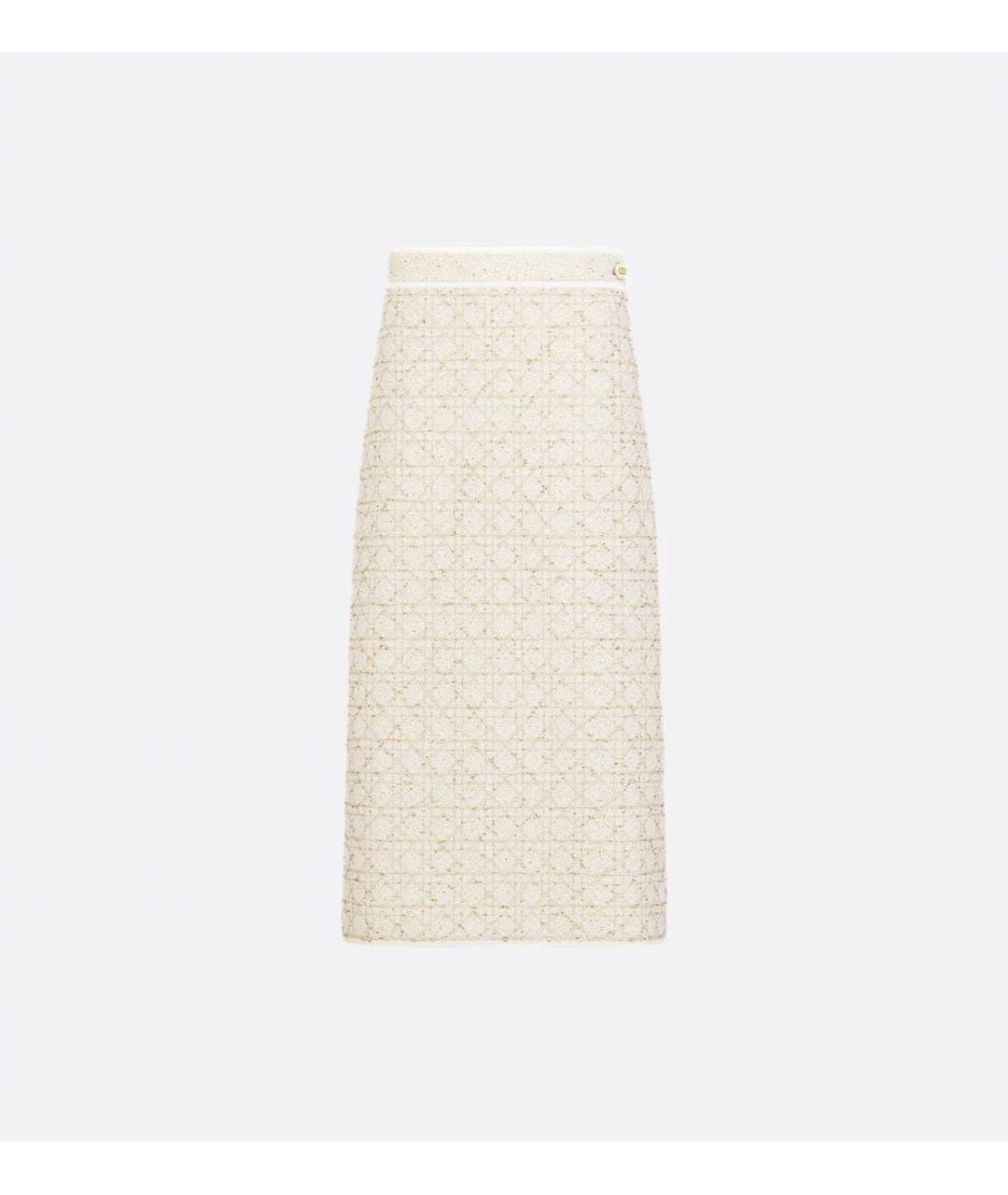 CHRISTIAN DIOR Бежевая твидовая юбка миди, фото 5