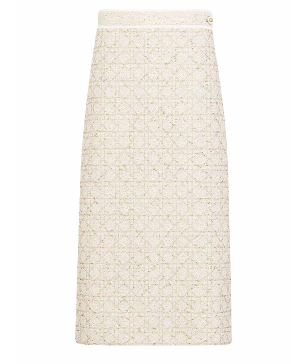 CHRISTIAN DIOR Бежевая твидовая юбка миди, фото 1